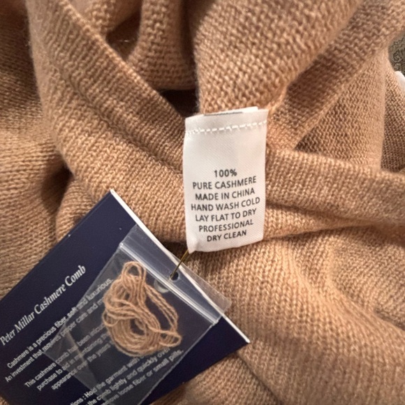 Peter Millar 100% Cashmere Poncho Wrap Texas A&M Logo Camel Tan NWT Luxury Soft - Picture 5 of 9